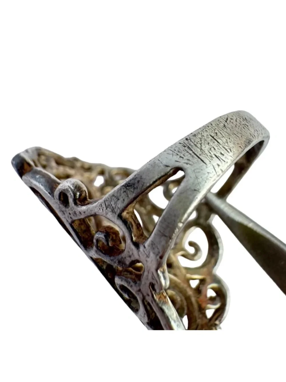 Vintage Sterling Silver 925 Filigree Ring Large Statement Openwork Scroll Size 6